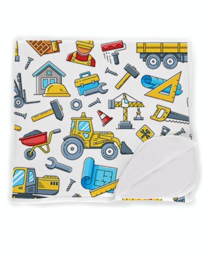 Construction Vehicle Blue Kid Bedding Set