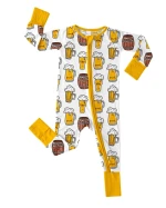 Bamboo Viscose Baby Zip Romper Gentle Skin Comfort All-Season Beer Mug Pattern