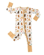 Brown Dogs Bamboo Rainbow Romper Soft Convertible Outfit for Sensitive Skin Double Zip All Season Comfort with Fold Over Mittens