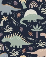 Bamboo Navy Jurassic Jungle Zip Romper Convertible Baby Outfit with Mittens