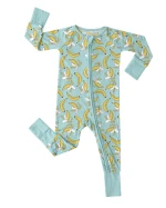 Bamboo Baby Romper Soft Convertible Sleeper Double Zip Fold Over Mittens Eco Friendly