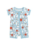 Bamboo Viscose Baby Romper Soft Eco-Friendly Breathable Double Zipper Bowling Ball Pins Design