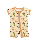 Bamboo Baby Romper Shorty Zip Rodeo Breathable Comfort Easy Diaper Change