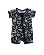 Navy Jurassic Jungle Bamboo Infant Romper for Sensitive Skin Quick Diaper Changes Comfortable Fit