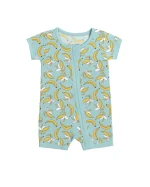 Bamboo Viscose Baby Romper Banana Pattern Double Zipper Breathable Eco-Friendly for Sensitive Skin
