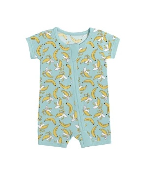 Bamboo Viscose Baby Romper Banana Pattern Double Zipper Breathable Eco-Friendly for Sensitive Skin