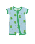 Soft Bamboo Viscose Baby Romper Double Zipper Frog Design for Sensitive Skin Comfort Eco-friendly Breathable