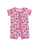 Bamboo Sweet Strawberries Double Zip Romper Soft Comfortable Eco-Friendly for Sensitive Skin