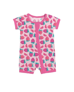 Bamboo Sweet Strawberries Double Zip Romper Soft Comfortable Eco-Friendly for Sensitive Skin