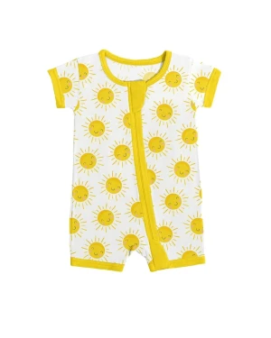 Bamboo Baby Sunshine Shorty Romper Soft Eczema Friendly Double Zipper Comfort Fit