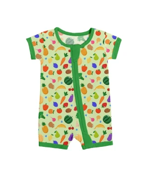 Bamboo Viscose Farm Tales Shorty Zip Romper Easy Diaper Change Cool Comfy for Sensitive Baby Skin