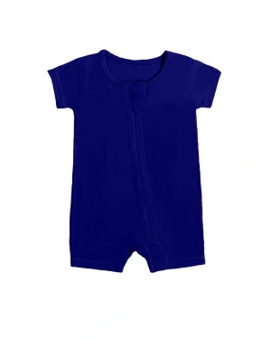 Midnight Blue Bamboo Viscose Zippered Romper Babies Easy Diaper Change Eco Soft Sensitive Skin Comfort Fit