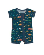 Bamboo Viscose Shorty Romper Zippered Easy Diaper Change Breathable Comfort Dark Slate Gray Eco-Friendly