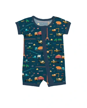 Bamboo Viscose Shorty Romper Zippered Easy Diaper Change Breathable Comfort Dark Slate Gray Eco-Friendly