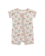 Bamboo Brown Mushroom Baby Shorty Romper Soft Viscose Double Zipper Comfort Eco-Friendly Breathable