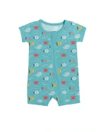 Bamboo Viscose Ocean Romper with Double Zipper Easy Diaper Changes Breathable Comfort for Babies