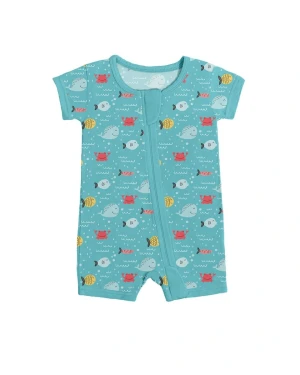 Bamboo Viscose Ocean Romper with Double Zipper Easy Diaper Changes Breathable Comfort for Babies