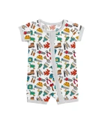 Bamboo Double Zippered Shorty Romper for Diaper Changes Comfort Play