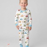 Custom Name Construction Vehicles Bamboo Two-Piece Long Sleeve Pajama Set