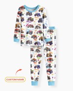Custom Name Monster Truck Bamboo Two-Piece Long Sleeve Pajama Set