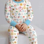 Hebrew Alphabet Bamboo Two-Piece Long Sleeve Pajama Set