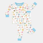 Hebrew Alphabet Bamboo Two-Piece Long Sleeve Pajama Set