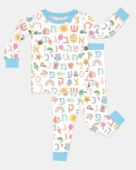 Hebrew Alphabet Bamboo Two-Piece Long Sleeve Pajama Set