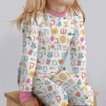 Hebrew Alphabet Bamboo Two-Piece Long Sleeve Pajama Set