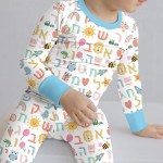 Hebrew Alphabet Bamboo Two-Piece Long Sleeve Pajama Set