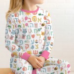 Hebrew Alphabet Bamboo Two-Piece Long Sleeve Pajama Set