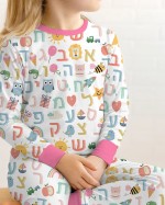 Hebrew Alphabet Bamboo Two-Piece Long Sleeve Pajama Set