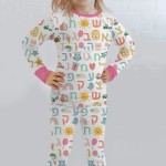 Hebrew Alphabet Bamboo Two-Piece Long Sleeve Pajama Set