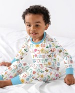 Hebrew Alphabet Bamboo Two-Piece Long Sleeve Pajama Set