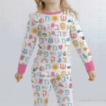 Hebrew Alphabet Bamboo Two-Piece Long Sleeve Pajama Set