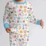 Hebrew Alphabet Bamboo Two-Piece Long Sleeve Pajama Set