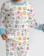 Hebrew Alphabet Bamboo Two-Piece Long Sleeve Pajama Set