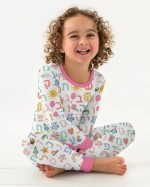 Hebrew Alphabet Bamboo Two-Piece Long Sleeve Pajama Set