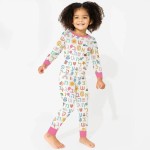 Hebrew Alphabet Bamboo Two-Piece Long Sleeve Pajama Set