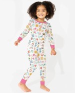 Hebrew Alphabet Bamboo Two-Piece Long Sleeve Pajama Set