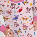 Custom Name God Says I Am Butterfly Bamboo Two-Piece Long Sleeve Pajama Set