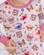 Custom Name God Says I Am Butterfly Bamboo Two-Piece Long Sleeve Pajama Set