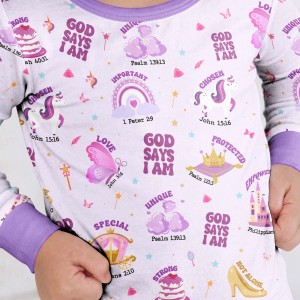 God Says I Am Girl Bamboo Two-Piece Long Sleeve Pajama Set