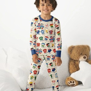 2026 Soccer World Jersey Flag Bamboo Two-Piece Long Sleeve Pajama Set