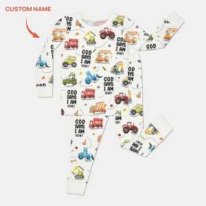 Custom Name God Says I Am Boy Bamboo Two-Piece Long Sleeve Pajama Set