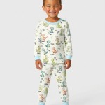 Custom Name Dinosaur Bamboo Two-Piece Long Sleeve Pajama Set