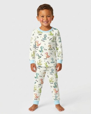 Custom Name Dinosaur Bamboo Two-Piece Long Sleeve Pajama Set