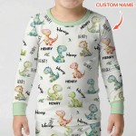 Custom Name Dinosaur Bamboo Two-Piece Long Sleeve Pajama Set