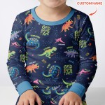 Custom Name God Says I Am Dinosaur Bamboo Two-Piece Long Sleeve Pajama Set