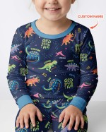Custom Name God Says I Am Dinosaur Bamboo Two-Piece Long Sleeve Pajama Set