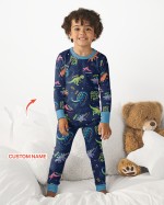 Custom Name God Says I Am Dinosaur Bamboo Two-Piece Long Sleeve Pajama Set
